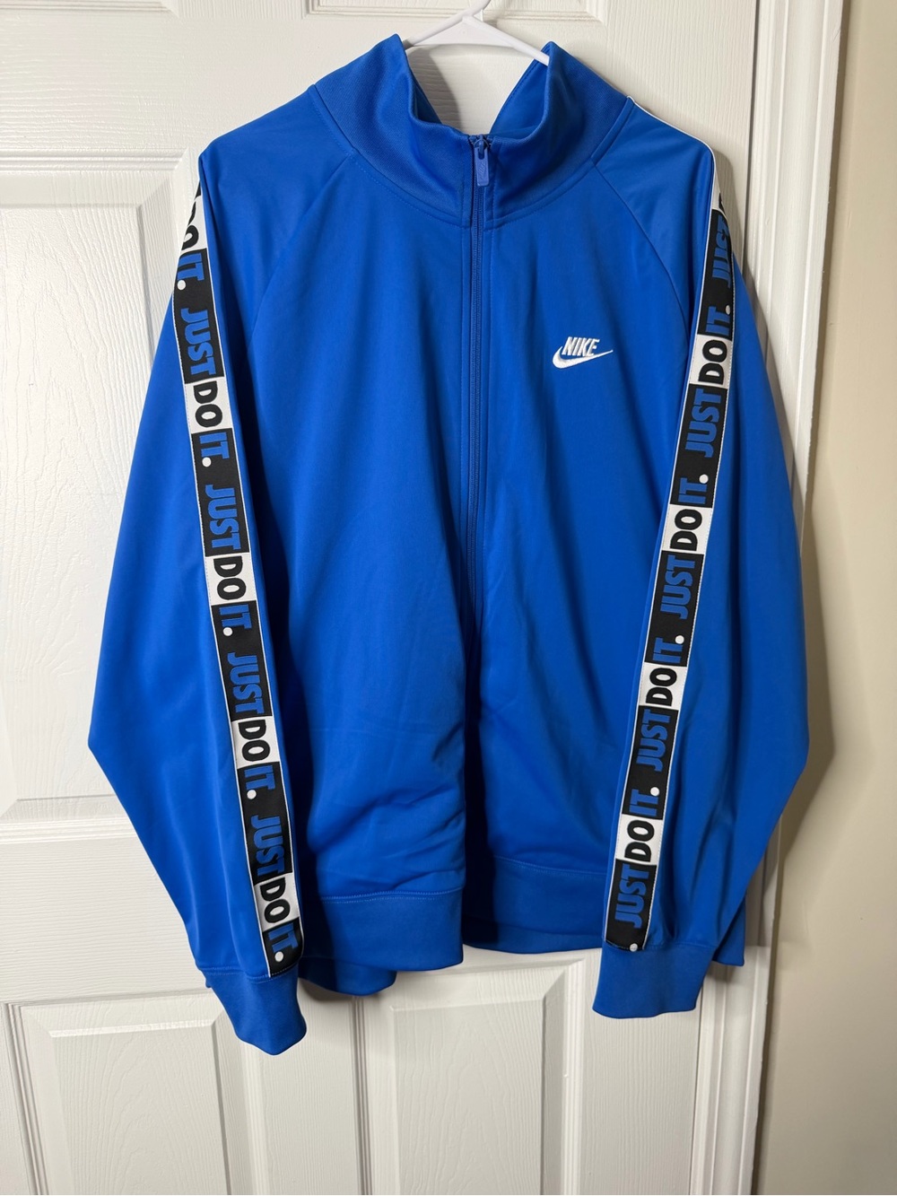Nike Just Do It Track Jacket Men’s XXL Blue Full Zip Logo Tape